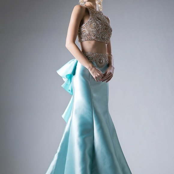 Two Piece Sequined Mermaid Shape Dress CD5045 - Picture 4 of 8